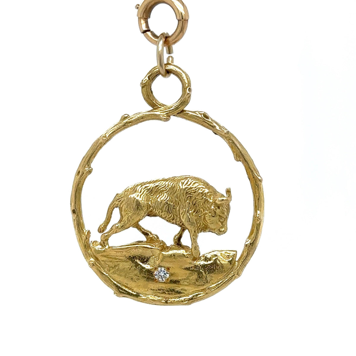 Gold with Diamonds Zodiac 18k FCP Yellow – Diamond Taurus Bull Merrin Vintage Pendant