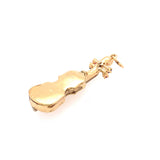 Vintage Gem Set Large Violin Pendant 14k Two Tone Gold