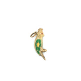 Vintage Green Enamel Cockatoo Double Sided Bird Charm 14k Yellow Gold