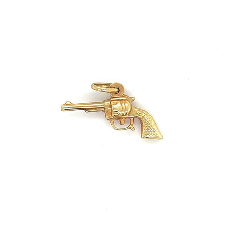 Vintage Six Shooter Revolver 14k Yellow Gold Gun Charm or Pendant