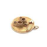 Vintage Henry Dankner Gem Set Baby Shoes Pendant 14k Yellow Gold