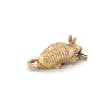 Vintage 3D Armadillo Pendant 14k Yellow Gold